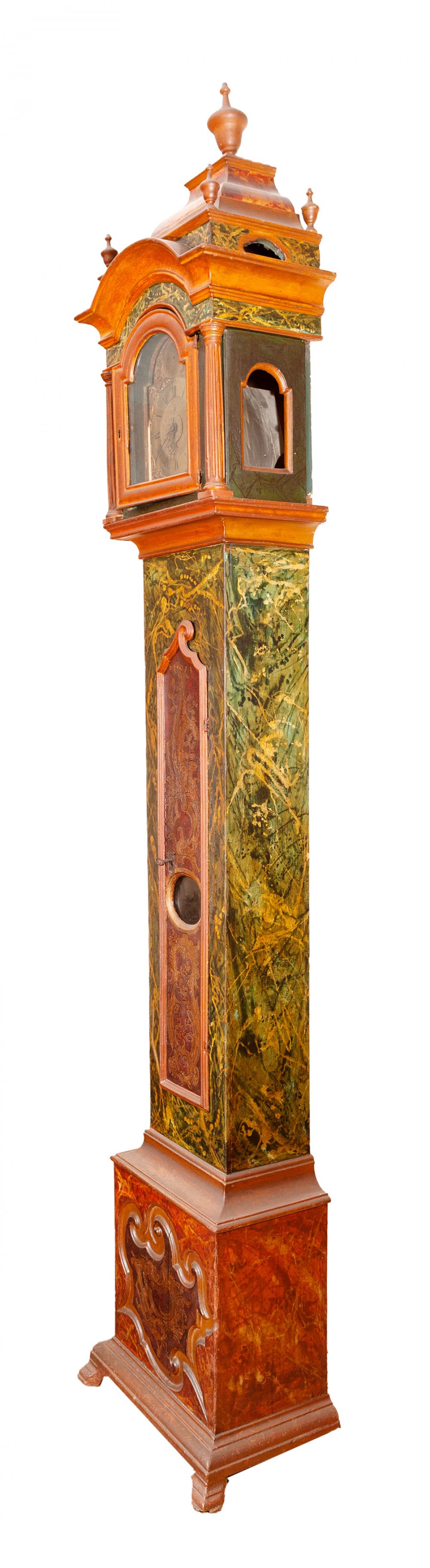 English style grandfather clock, 19th century.Polychrome wood.Requires restoration. On top of the - Image 5 of 7