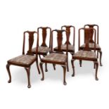 Six American Chippendale style dining table chairs, 19th century.Mahogany wood. Imitation boa skin