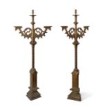 Pair of 19th century neo-Gothic candlesticks.Bronze.Measurements: 197 x 85.5 cm.The candelabras,