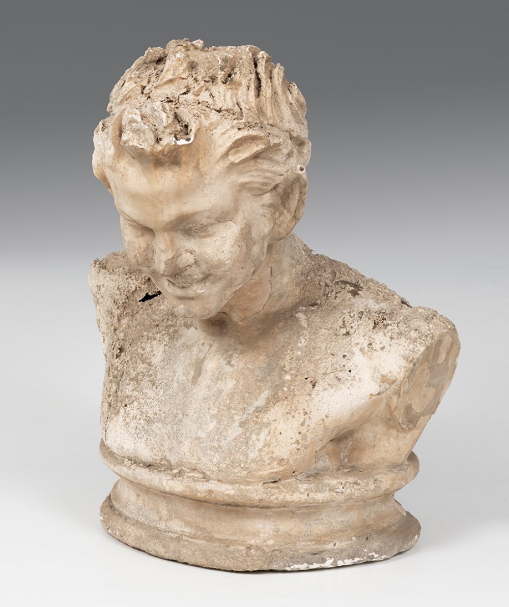 Satyr bust; Italy, 19th century.Plaster.It has faults and losses.Measurements: 47 x 42 x 32 cm.Round - Image 2 of 7