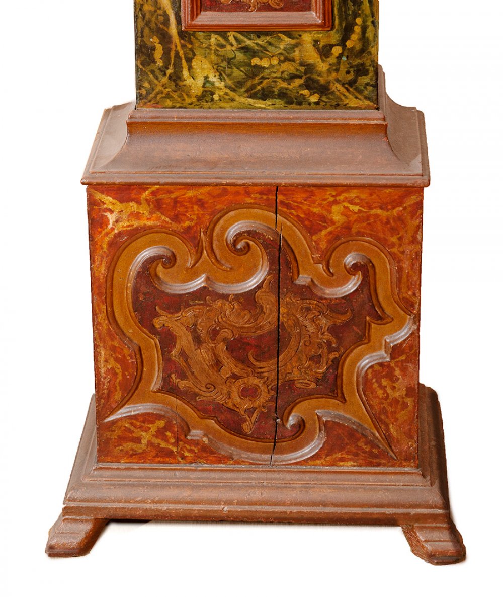 English style grandfather clock, 19th century.Polychrome wood.Requires restoration. On top of the - Image 4 of 7