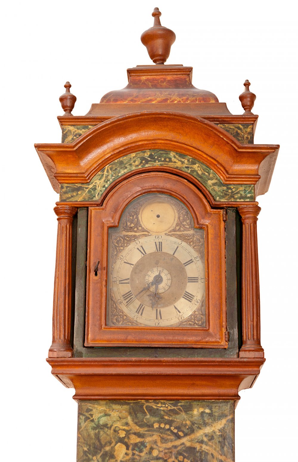 English style grandfather clock, 19th century.Polychrome wood.Requires restoration. On top of the - Image 7 of 7