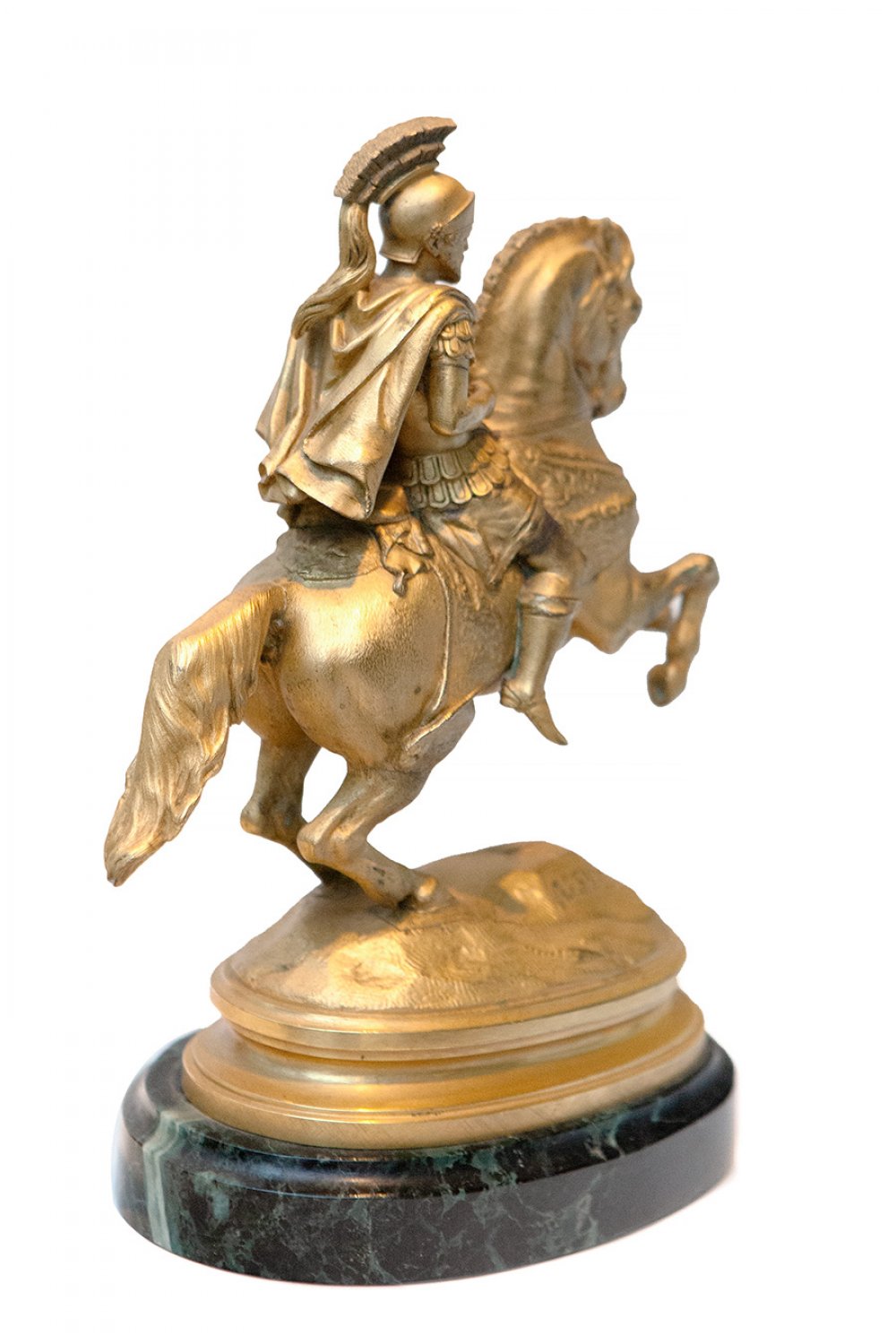 Equestrian sculpture, late 19th century.Gilded bronze.Signed by A. Leveel.Size: 22 x 20 x 9 cm; 24 x - Image 4 of 5