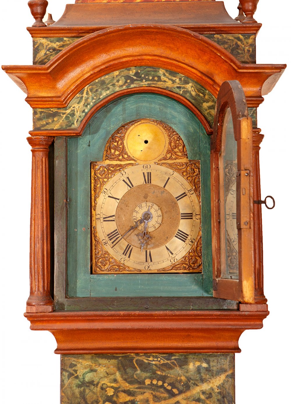 English style grandfather clock, 19th century.Polychrome wood.Requires restoration. On top of the - Image 3 of 7
