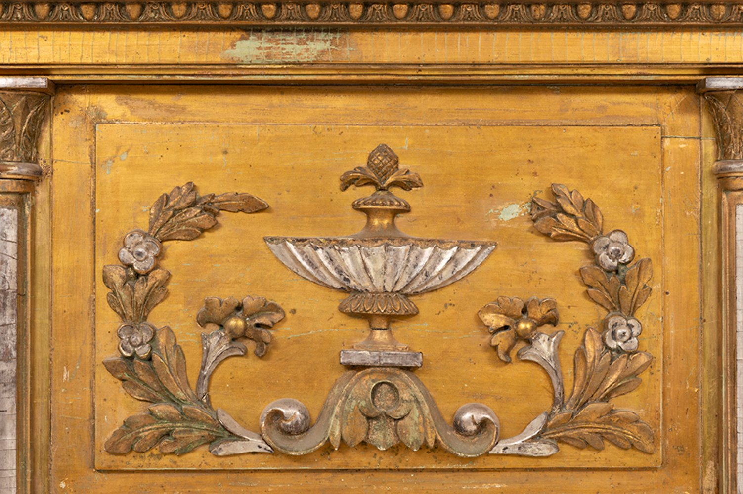 Trumeau Restoration style; France, 19th century.Stuccoed, corollated and gilded wood.Moons - Image 5 of 5