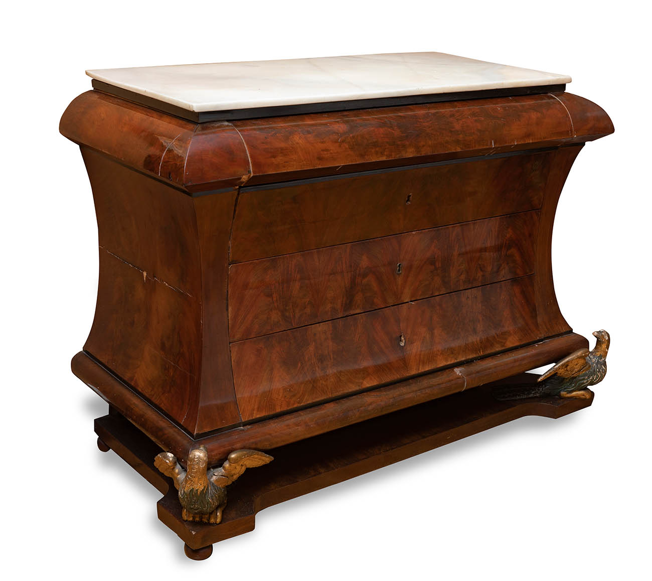 Fernandina commode. Spain, ca.1830.In mahogany wood; marble top.Measurements: 106 x 137 x 66 cm.