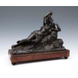 French or Italian school, mid-19th century."Allegory of Autumn".Patinated bronze. Wooden base.