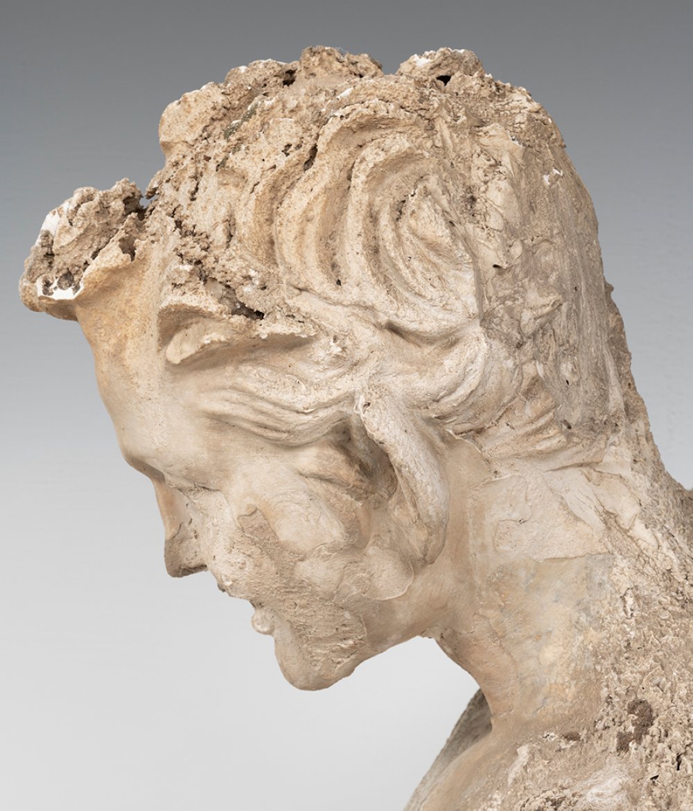 Satyr bust; Italy, 19th century.Plaster.It has faults and losses.Measurements: 47 x 42 x 32 cm.Round - Image 7 of 7