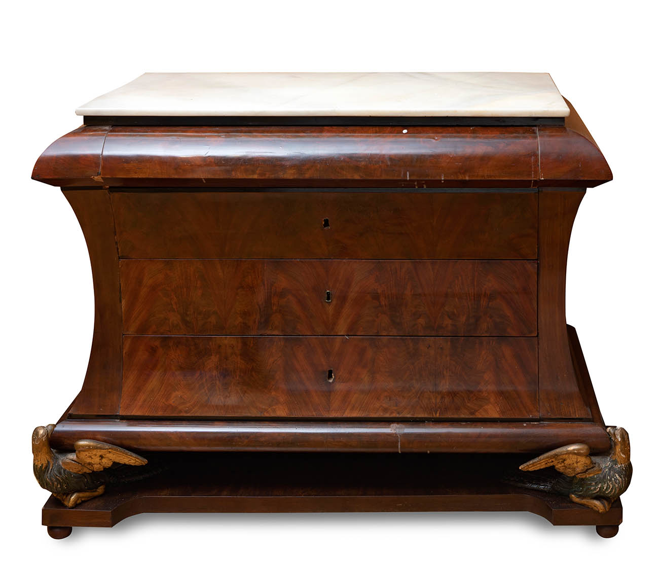 Fernandina commode. Spain, ca.1830.In mahogany wood; marble top.Measurements: 106 x 137 x 66 cm. - Image 4 of 4