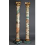 Pair of Corinthian columns, Baroque period. Late 17th century, early 18th century.Polychrome wood