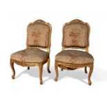 Pair of chairs, Louis XV style; second half of the nineteenth century.Carved and gilded wood.