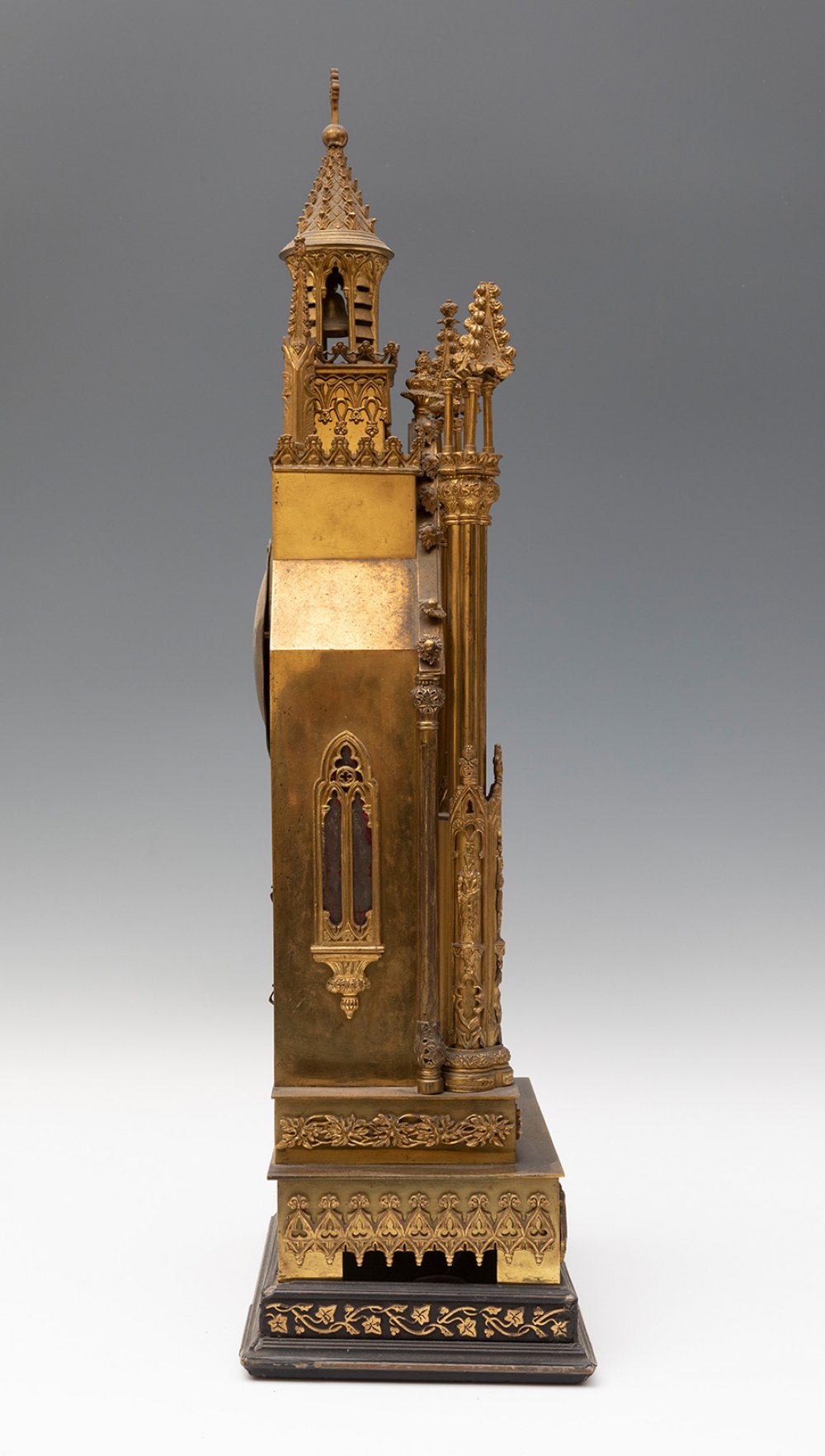 Neo-Gothic clock. France, ca. 1840.Bronze.Wooden base.With First Empire movement.Measurements: 66 - Image 3 of 4