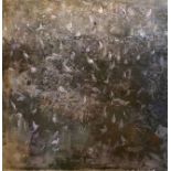 JAVIER RODRÍGUEZ PÉREZ (Cantillana, Seville, 1986)."Birds in the night".Mixed media on wood.Signed