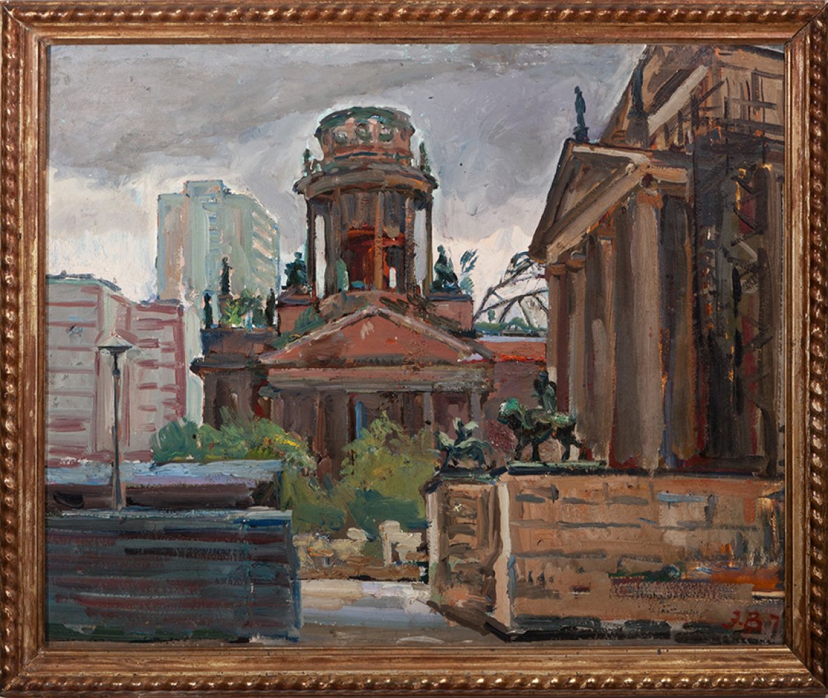EGIL KARLOVICH VEYDEMANIS (Russia, 1924-2004)."Opera Square, Berlin, 1948.Oil on hardboard.Signed in - Image 5 of 5