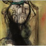 NELSON DOMÍNGUEZ (Santiago de Cuba,1947)."Composition", 1994.Mixed media on canvas.Signed and