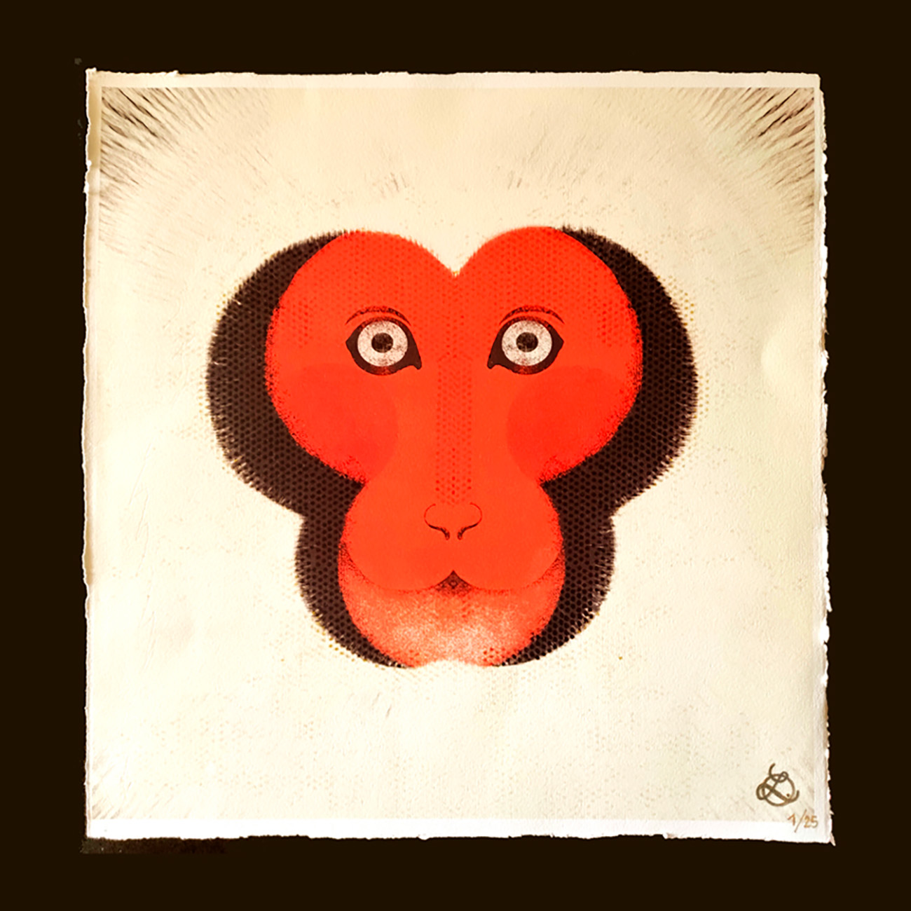 LUCILLA TUBARO (Rome, 1987)."Japanese white macaque".Digital art on 100% cotton Canson paper.