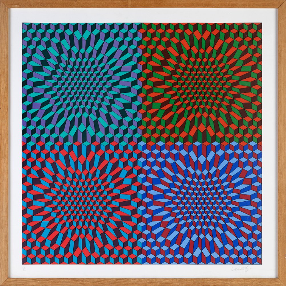 VICTOR VASARELY (Pécs, Hungary, 1906 - Paris, 1997)."Untitled", ca.1970-80.Lithograph, copy 29/90. - Image 3 of 4