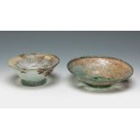 Dish and cup. Rome, 1st-3rd century AD.Glass. In very good condition. Attached is a report issued by