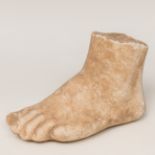 Foot; Rome, Imperial period, 1st-2nd century AD.Marble.Small losses on the heel and toes.Size: 12