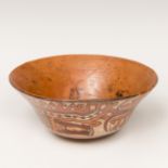 Large bowl; Nazca culture, Peru, 200-600 BC.Polychrome ceramic.It has restorations on fracture lines