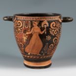 Skyphos. Apulia, Magna Graecia, 4th BC.Ceramics with red figures.Provenance: private collection,