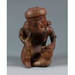 Anthropomorphic male figure. Nayarit Culture, Western Mexico, ca. 100 BC-250 AD.Terracotta.