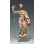 Male figure. Canosa, Magna Graecia, 3rd century BC.Polychrome terracotta.Purchased at Sotheby's in