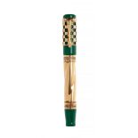 ANCORA "GAUDÍ" FOUNTAIN PEN, GOLD OVERLAY LIMITED EDITION.Yellow gold barrel and green resin cap.Nib