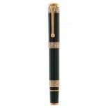 AURORA 920 STOLOGRAPHIC FOUNTAIN PEN, DANTE ALIGHIERI LIMITED EDITION.Barrel lacquered in green,