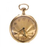 Lepine type pocket watch.In 18kt yellow gold. Golden dial with Arabic numerals. Central Breguet