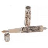 VISCONTI FOUNTAIN PEN, LIMITED EDITION "LA BIBLIA".Barrel made of whalebone engraved with drypoint