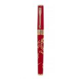 PARKER INGENUITY RED DRAGON FOUNTAIN PEN.Red resin barrel and yellow gold plated.Limited edition