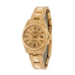 ROLEX Oyster Perpetual Datejust ladies' watch.In 18kt yellow gold. Circular gilt dial with applied