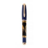 PELIKAN FOUNTAIN PEN LIMITED EDITION "BLUE PLANET".Barrel in resin, silver and gold.18 Kts gold nib,