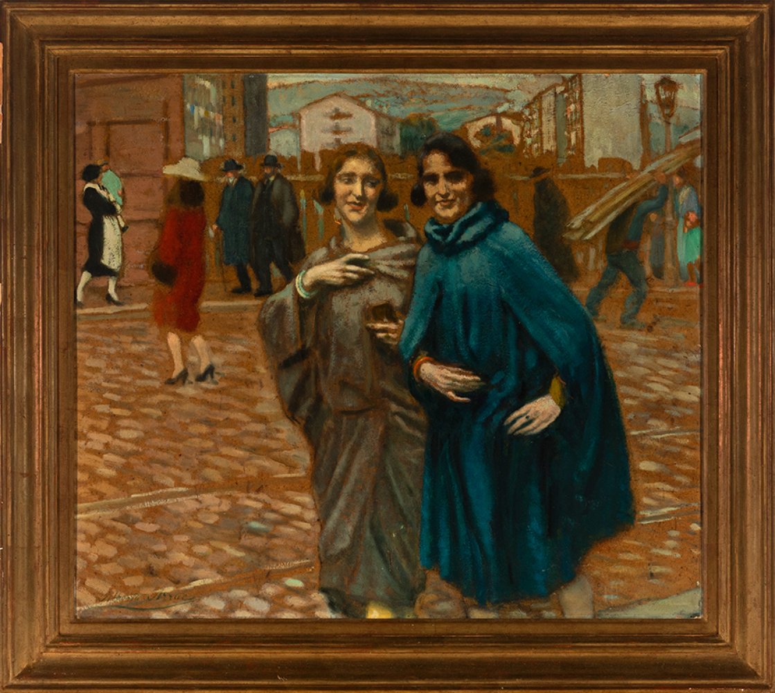 ALBERTO ARRÚE VALLE (Bilbao, 1878 - 1944)."Mother and daughter".Oil on cardboard.Signed in the lower - Bild 3 aus 5