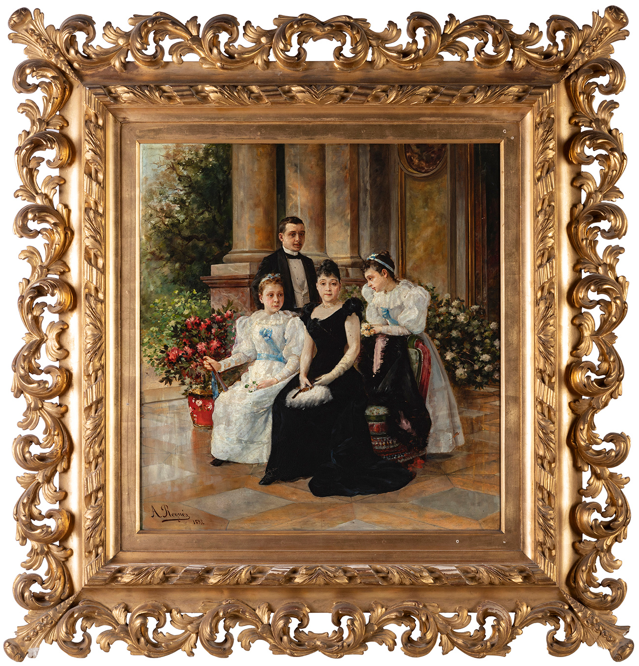 ANTONI REYNÉS GURGUÍ (Barcelona, 1853 - 1910)."Family Portrait", 1893. Oil on canvas. Signed and - Bild 5 aus 5