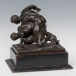 The fighters; Italy, early 19th century.Bronze.Signed Canova.It has a later ebonized wood base.
