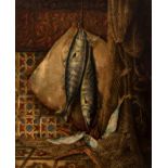 HORACIO LENGO MARTÍNEZ (Torremolinos, Málaga, 1840 - Madrid, 1890)."Still life with fish and