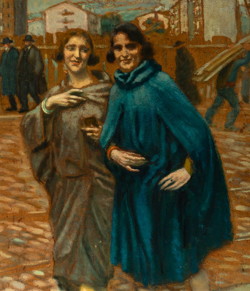 ALBERTO ARRÚE VALLE (Bilbao, 1878 - 1944)."Mother and daughter".Oil on cardboard.Signed in the lower - Bild 4 aus 5