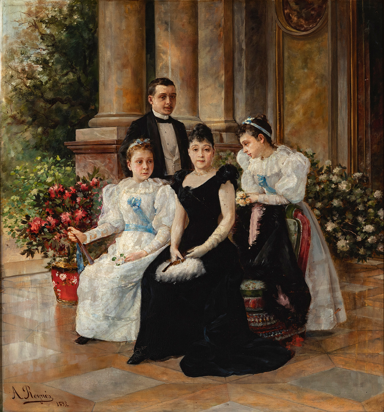 ANTONI REYNÉS GURGUÍ (Barcelona, 1853 - 1910)."Family Portrait", 1893. Oil on canvas. Signed and