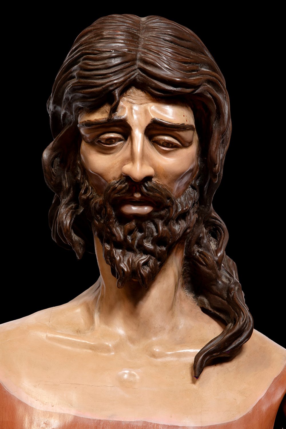 Spanish school, late 19th centuryChrist. Carved wood, articulated arms. - Bild 4 aus 7