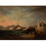 Spanish school; XIX century."Cartagena Bridge".Oil on canvas.It has flaws in the frame.
