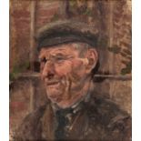 JOAN BRULL VINYOLES (Barcelona, 1863 - 1912)."Portrait of an old man". Oil on canvas adhered to