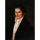 French school, ca. 1820."Portrait of a gentleman. Oil on canvas. The canvas has faults. Frame from
