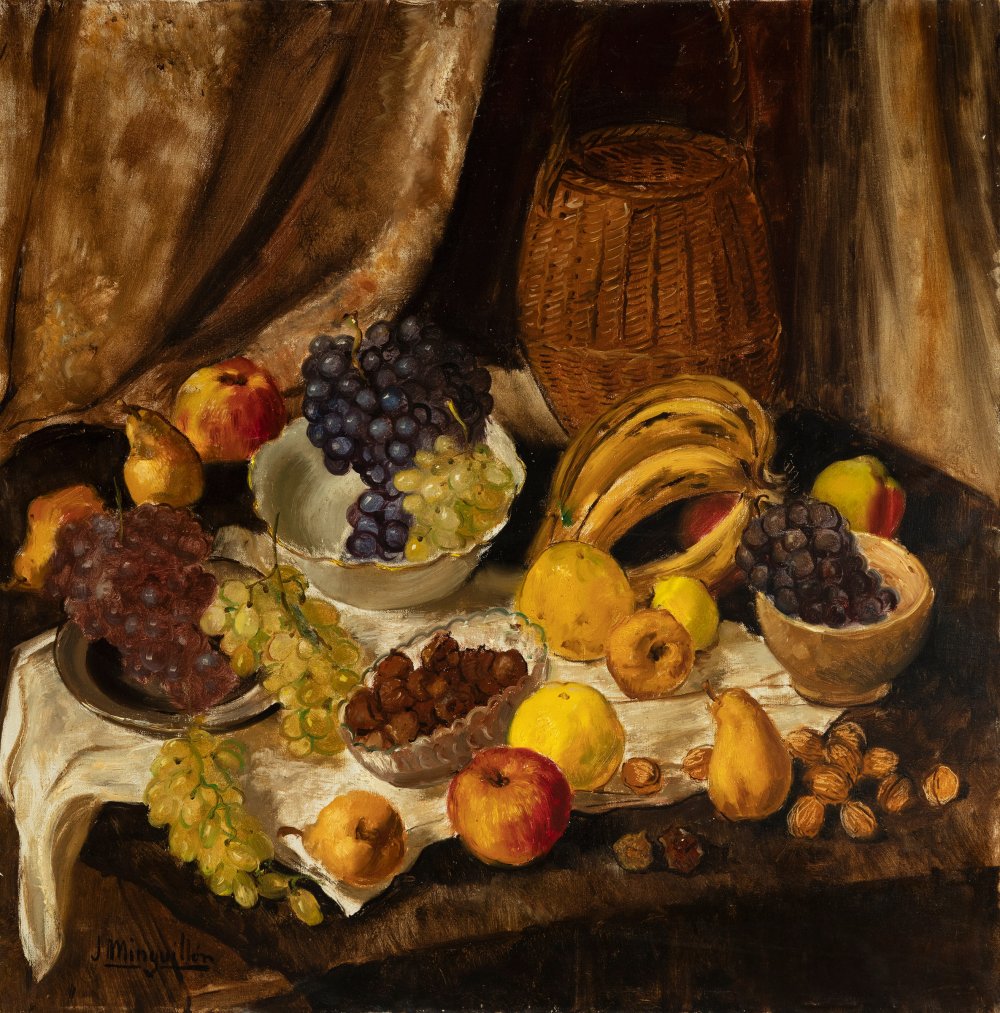 JULIA MINGUILLÓN IGLESIAS (Lugo, 1907 – Madrid, 1965)."Still life".Oil on canvas.It presents