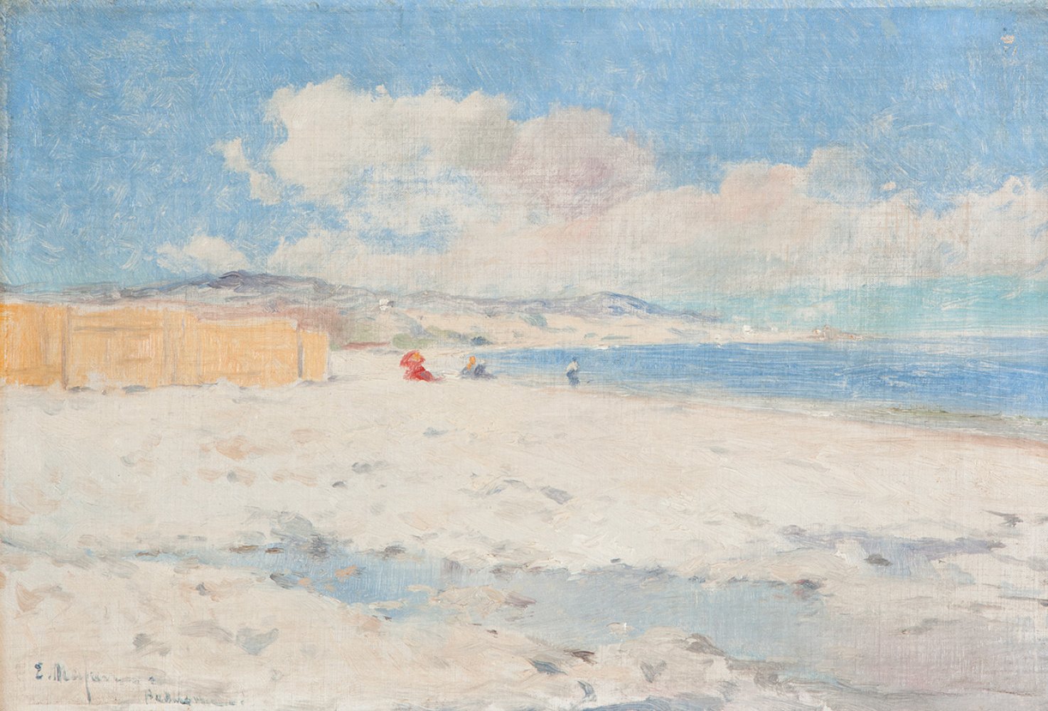 ELISEO MEIFRÈN ROIG (Barcelona, 1859 - 1940)."Marina".Oil on canvas.Signed in the lower left