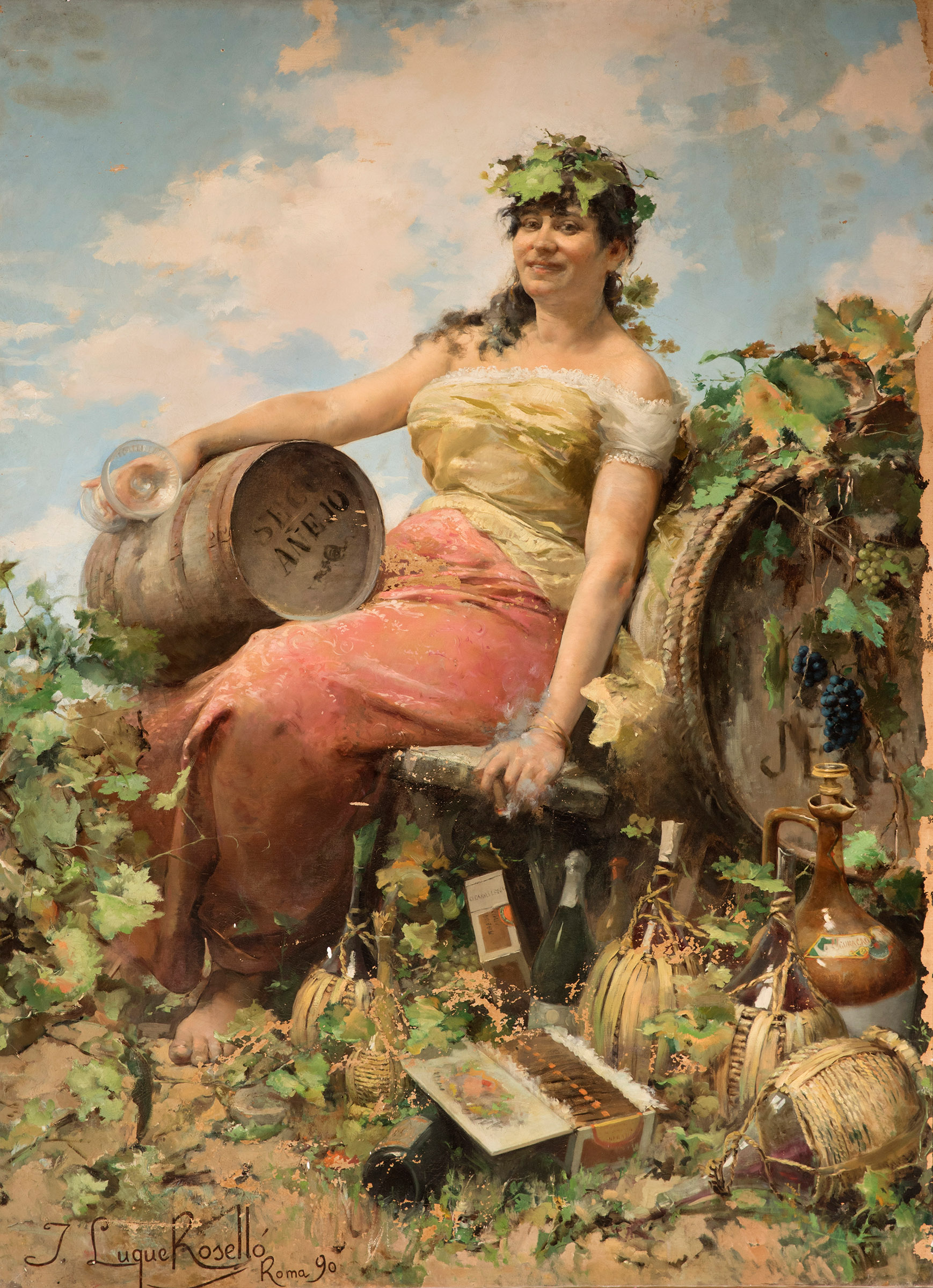 JOAQUÍN LUQUE ROSELLÓ (Málaga, 1865 - Buenos Aires, 1932)."Allegory of the grape harvest", Rome,