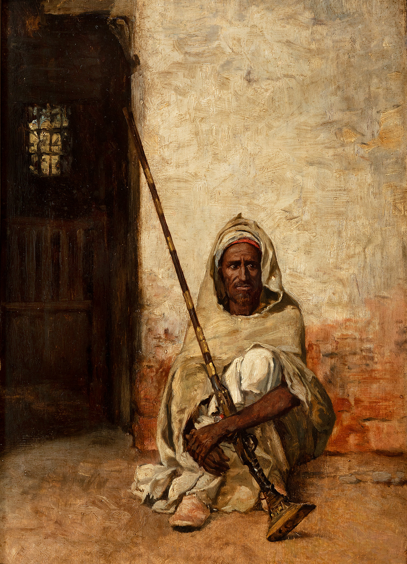 Spanish school, XIX century."Arab with a spikelet".Oil on panel.Frame with some faults in the