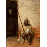 Spanish school, XIX century."Arab with a spikelet".Oil on panel.Frame with some faults in the