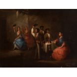 Andalusian school of the 19th century. "Dance Scene". Oil on canvas.